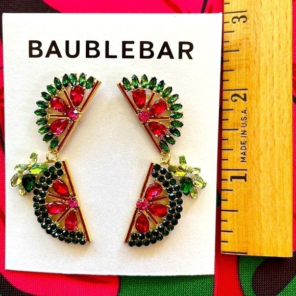 Brand New BaubleBar Watermelon Slide Drop Earrings Summer Fruit - Picture 7 of 9